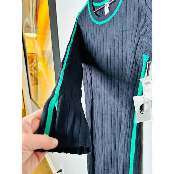 DAILY PRACTICE ANTHROPOLOGY Long-Sleeve Black Green Sporty Sweater Dress NWT XL - Picture 7 of 11